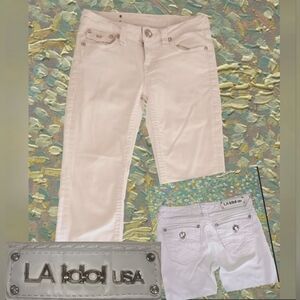 - LA IDOL CAPRI JEANS WITH BLING BUTTONS